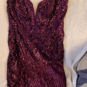 Elegant Sequin Purple Dress